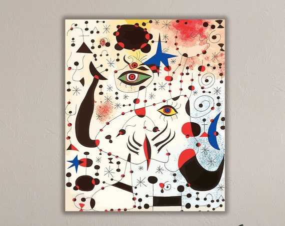 Joan Miro Surrealist Canvas Print Numbers And Stars Artwork
