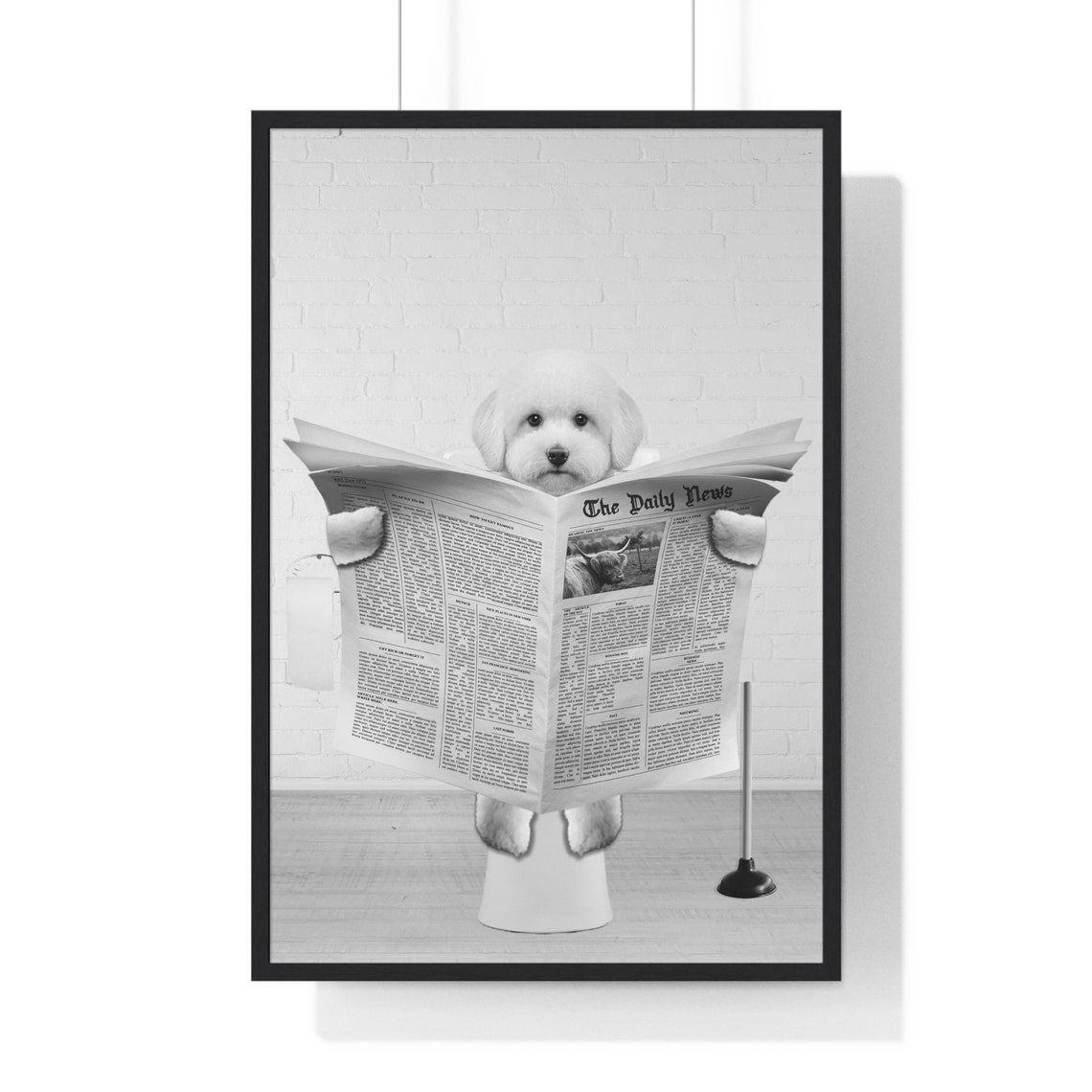 Bichon Frise Wall Art Funny Bathroom Print Toilet Poster Bathroom Art Bichon Frise Black And White