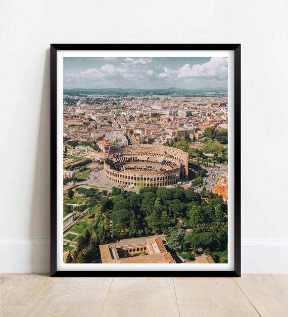 Sweeping Aerial View of the Ancient Colosseum in Rome Italy Poster