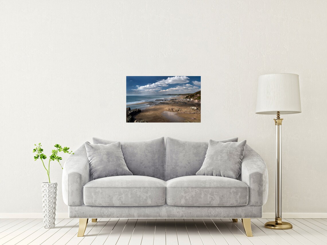 Sharrow Beach Whitsand Bay Cornwall Rocky Shore Golden Sand Poster - Image 2