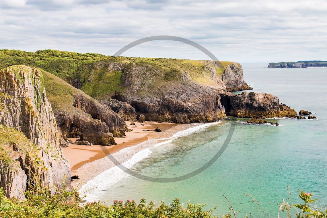 Skomar Beach Pembrokeshire Wales Cliffs Turquoise Cove Poster - Image 3