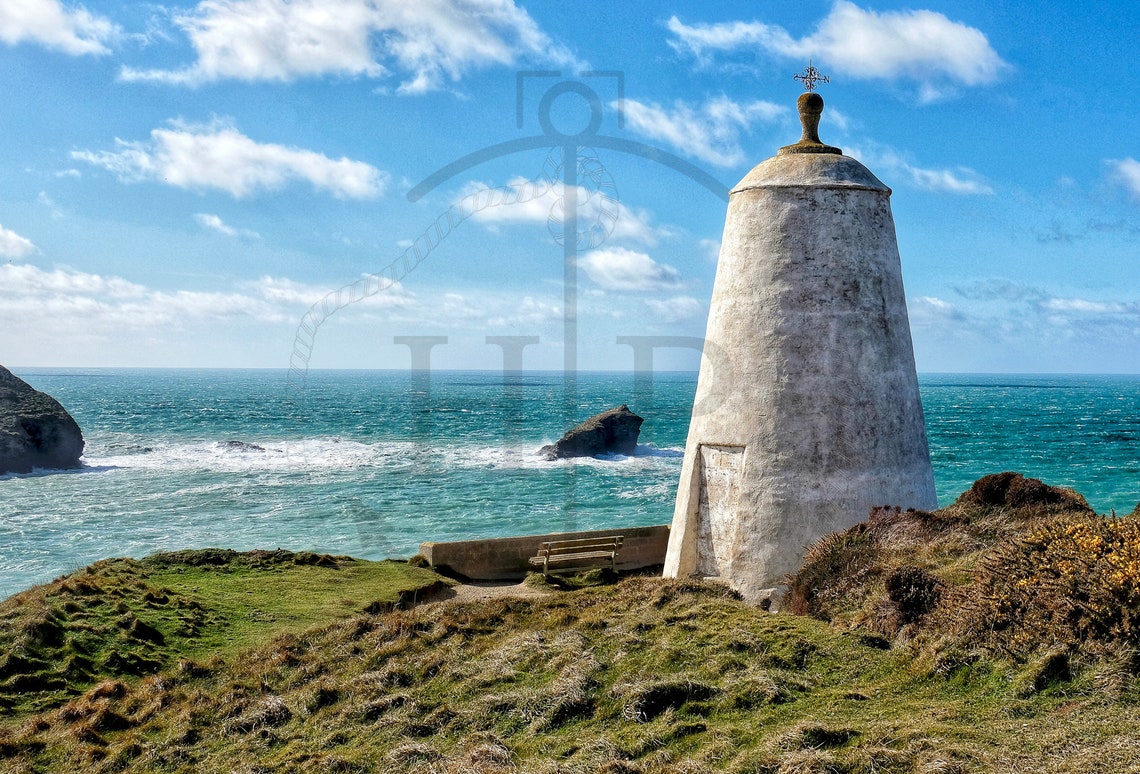 Portreath Pepper Pot Gull Rock Cornwall Coastal Beacon Poster - Image 3