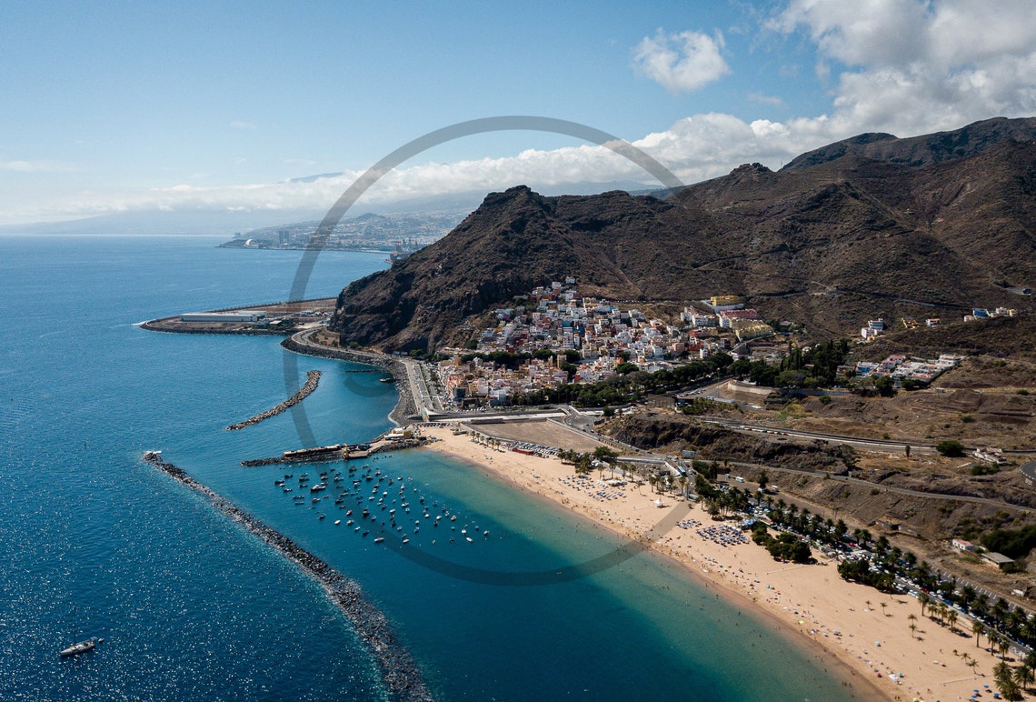 Tenerife San Andres Beach Aerial View with Breakwater Bay Poster - Image 3