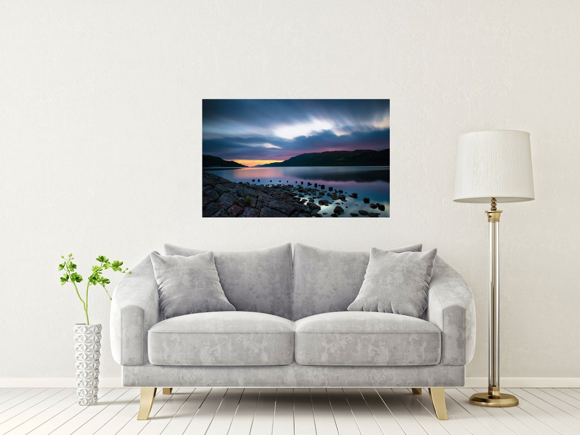 Loch Ness Scottish Highlands Lake Sunset Long Exposure Poster - Image 2