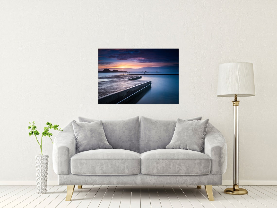 Summerleaze Beach Bude Cornwall Sea Pool Dramatic Sunset Poster - Image 2