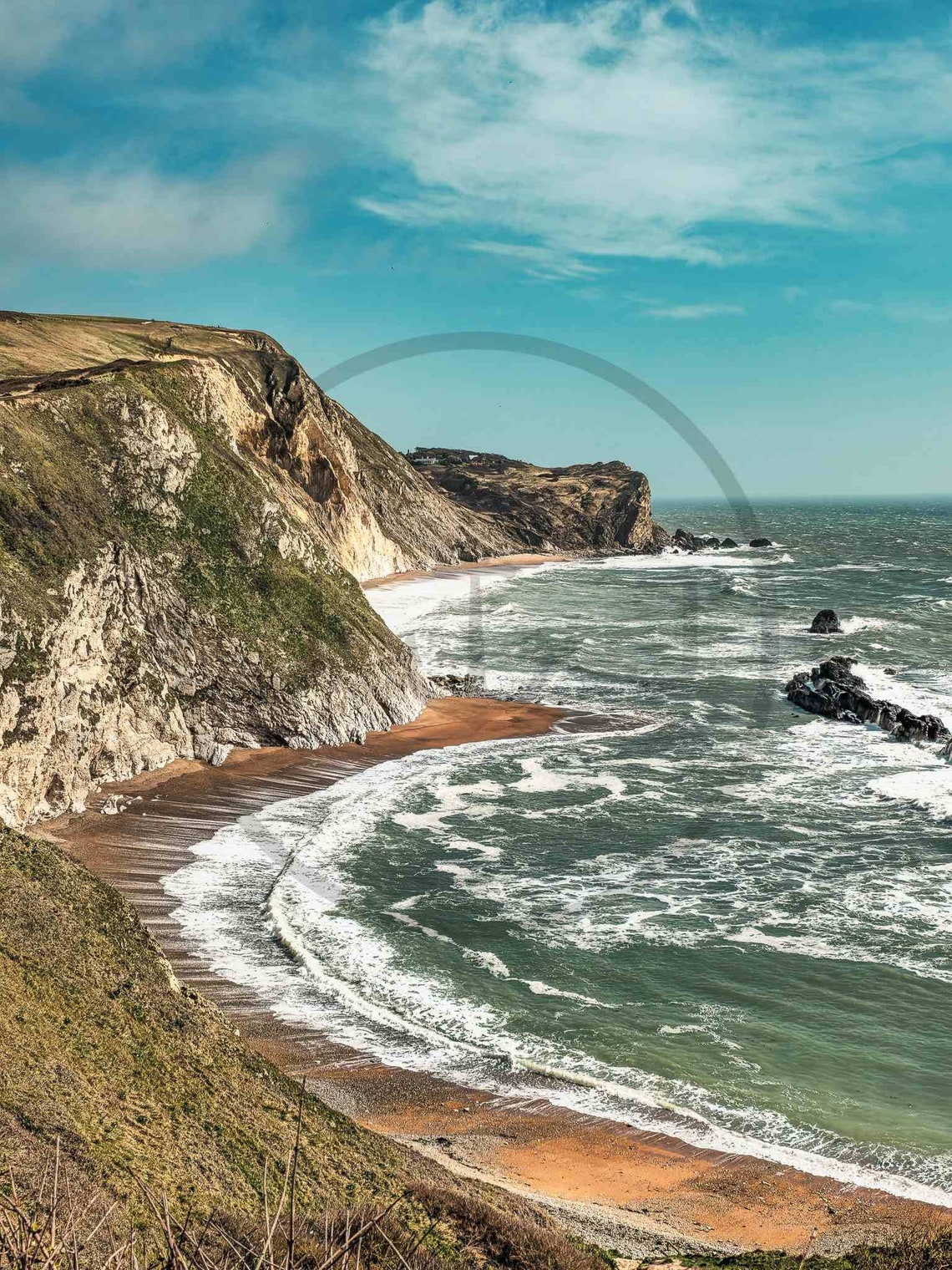 Jurassic Coast Dorset Chalk Cliffs Turquoise Beach Seascape Poster - Image 3