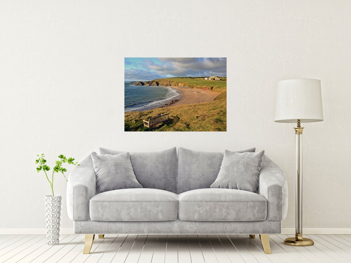 Thurlestone Beach Devon Bench View South Milton Sands Poster - Image 2
