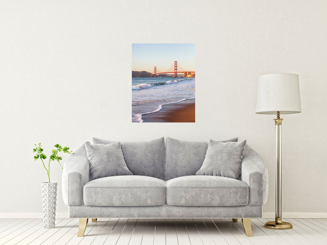 Golden Gate Bridge San Francisco Sunset Beach Waves Iconic View Poster - Image 2