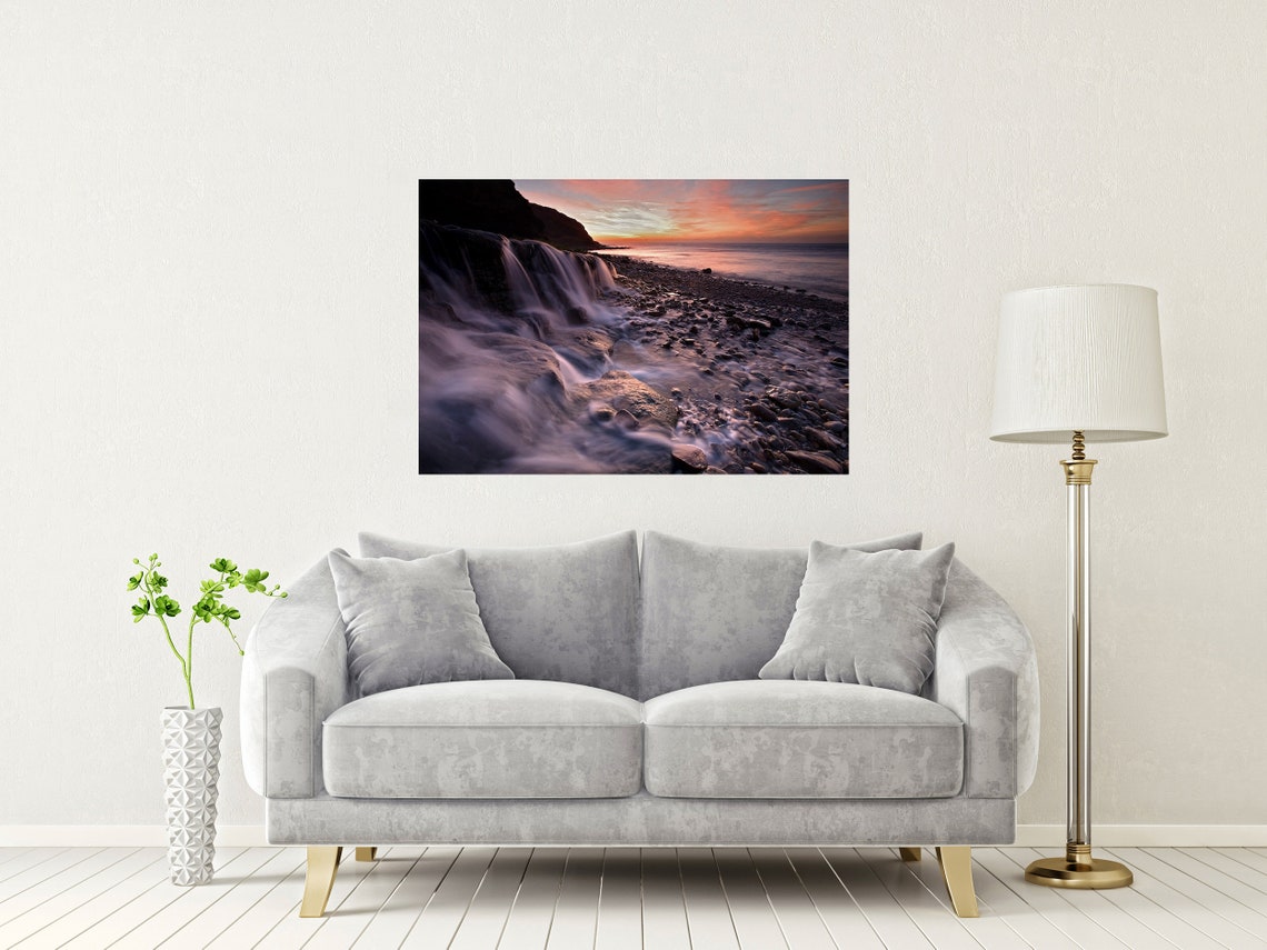 Osmington Bay Jurassic Coast Dorset Sunset Waterfall Shore Poster - Image 2