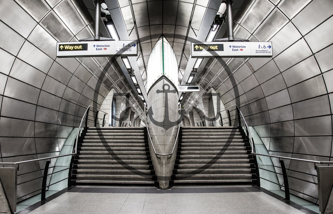 London Underground Station Interior Steel Tunnel Stairs Poster - Image 3
