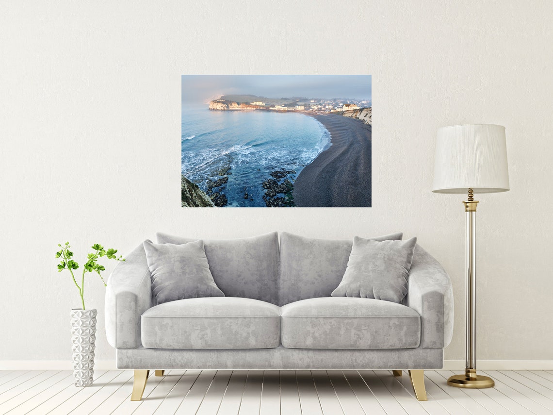 Freshwater Bay Isle Of Wight Chalk Cliffs Seaside Scenic Poster - Image 2