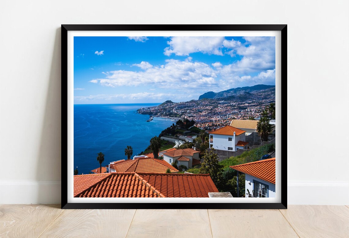 Funchal Bay Madeira Portugal Red Rooftops Over the City Poster
