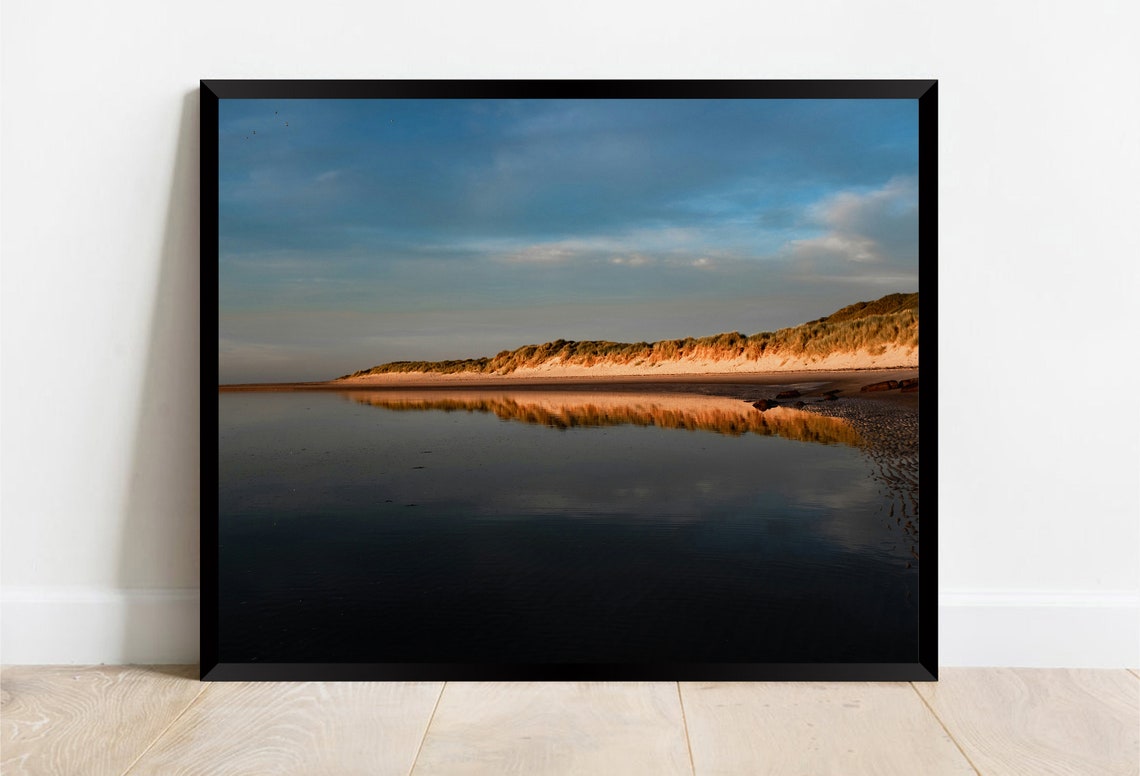 Bamburgh Beach Northumberland Golden Hour Dune Coastline Poster - Image 2