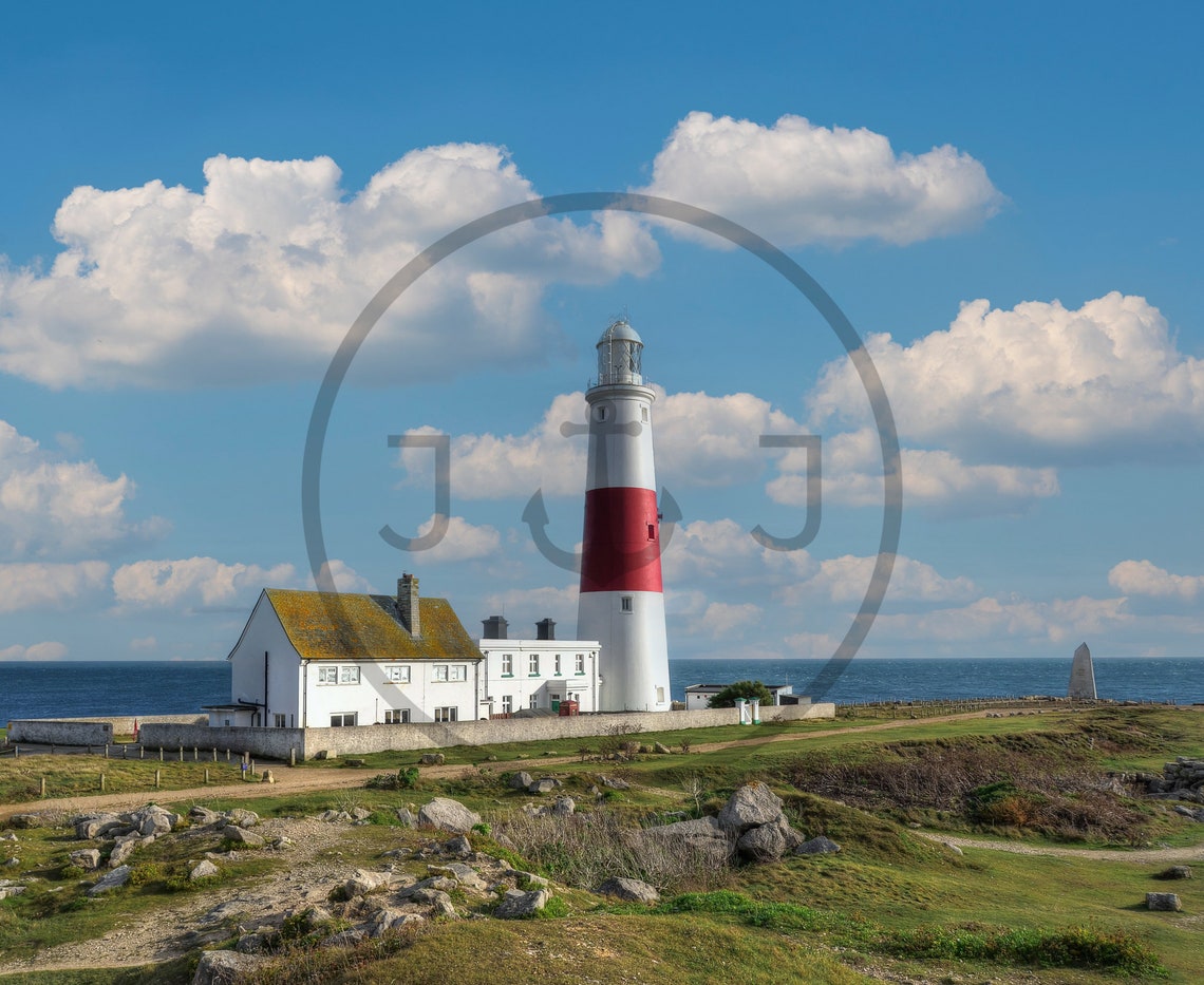 Portland Bill Lighthouse Dorset Red White Tower Coast Poster - Image 3