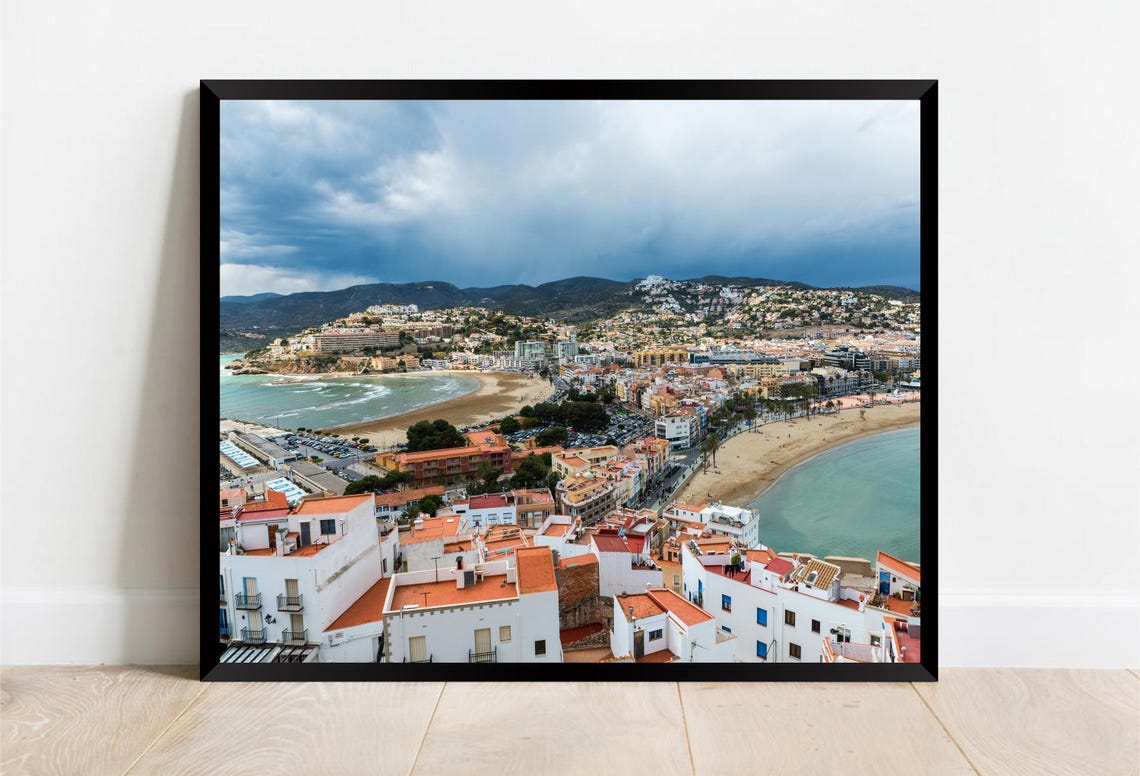 Mediterranean Old Town Between Two Beaches Terracotta Roofs Poster - Image 2