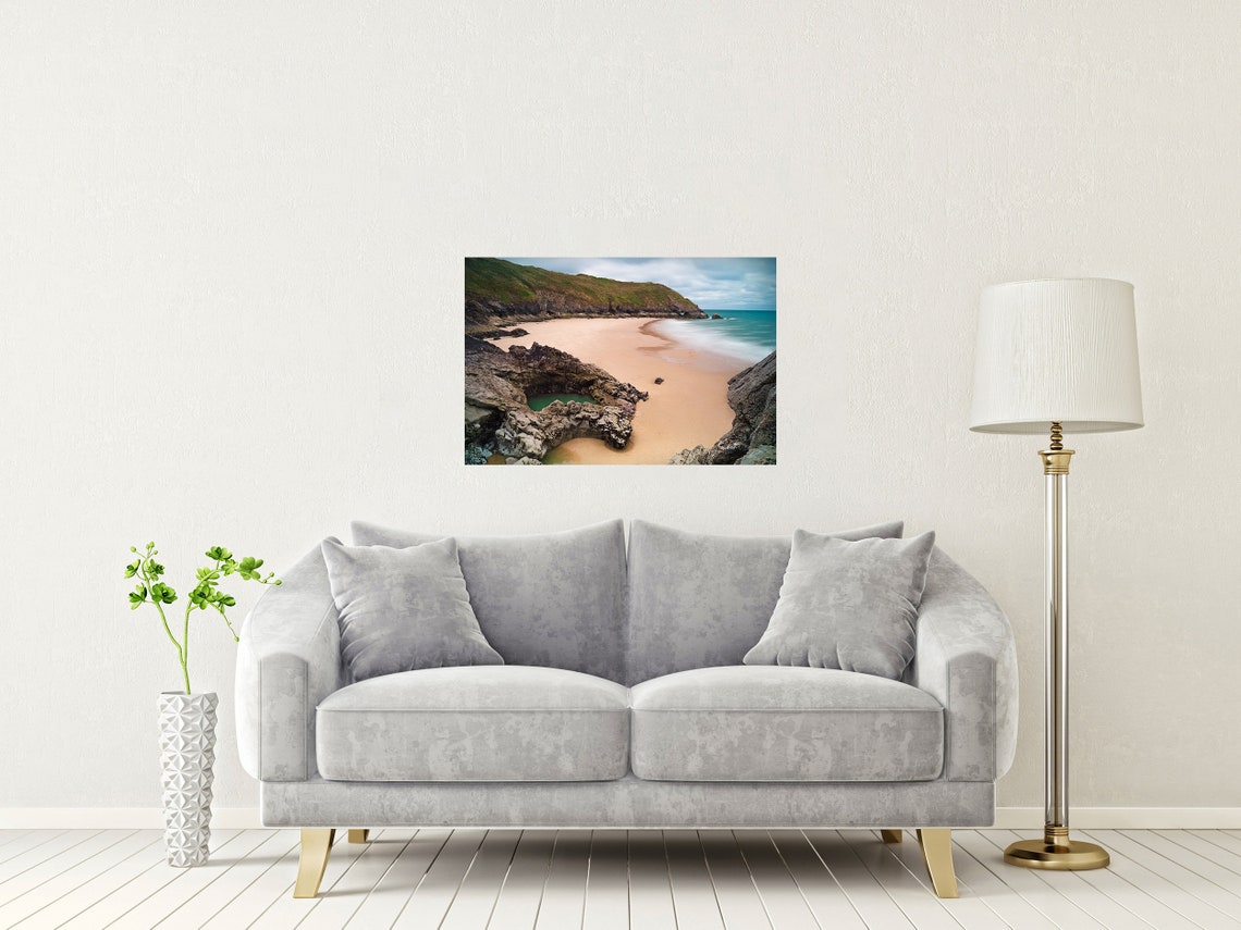 Broughton Bay Blue Pool Beach Gower Wales Golden Sandy Cove Print - Image 2