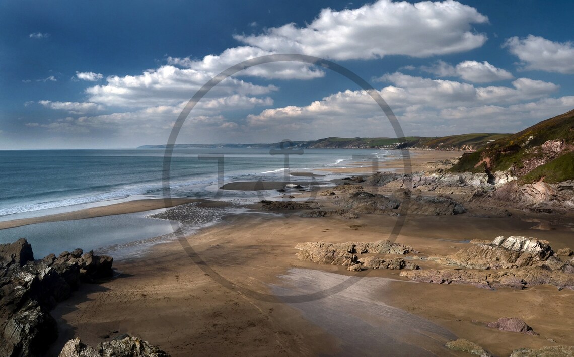 Sharrow Beach Whitsand Bay Cornwall Rocky Shore Golden Sand Poster - Image 3