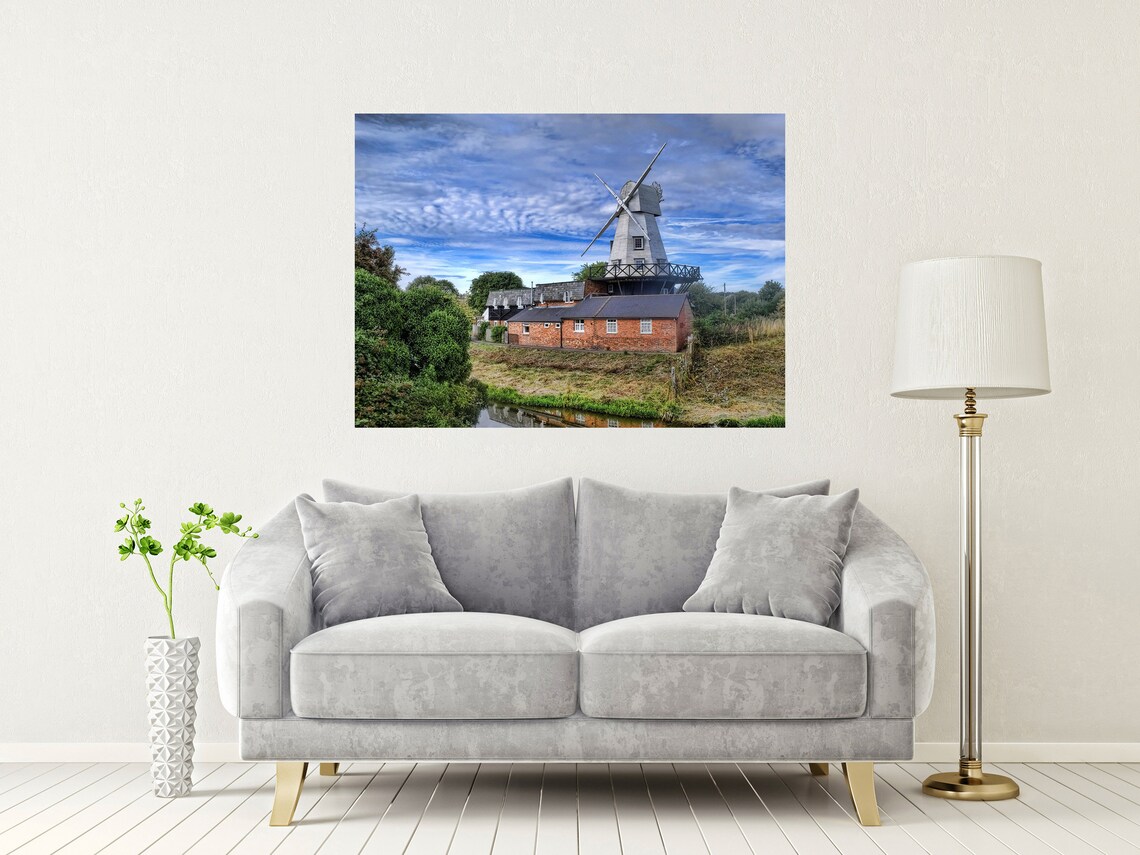Rye Windmill East Sussex Smock Mill Blue Sky Brick Stream Poster - Image 2