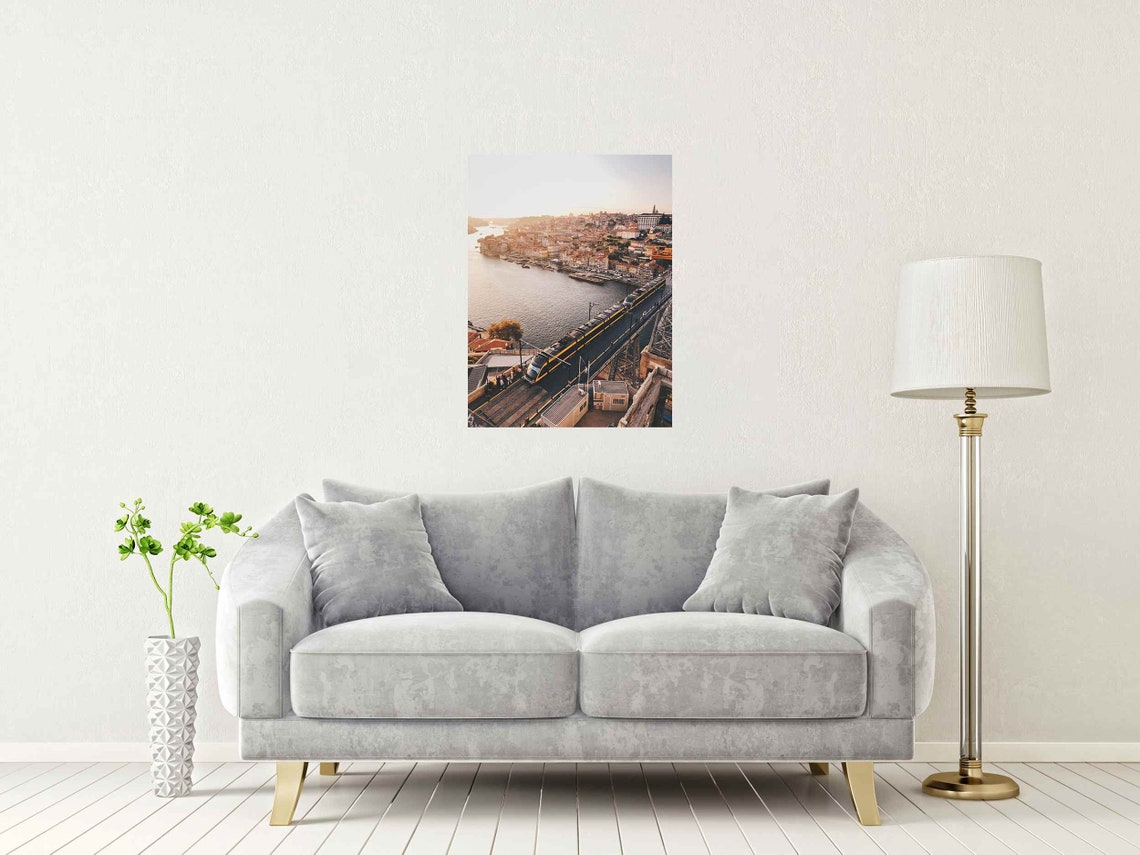 Porto Portugal Sunset Douro River Bridge Train Cityscape Poster - Image 2