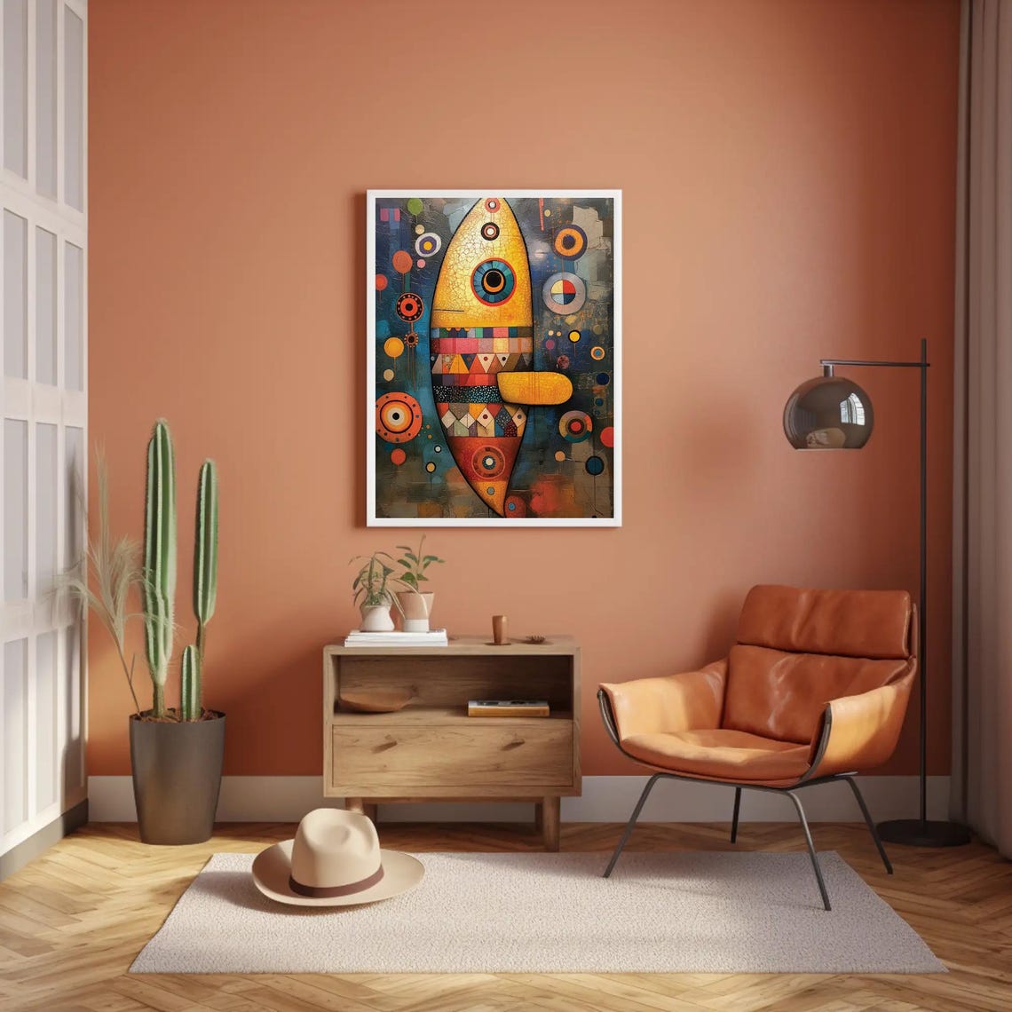 Yellow Submarine in Geometric Abstract Kandinsky Style Poster - Image 2