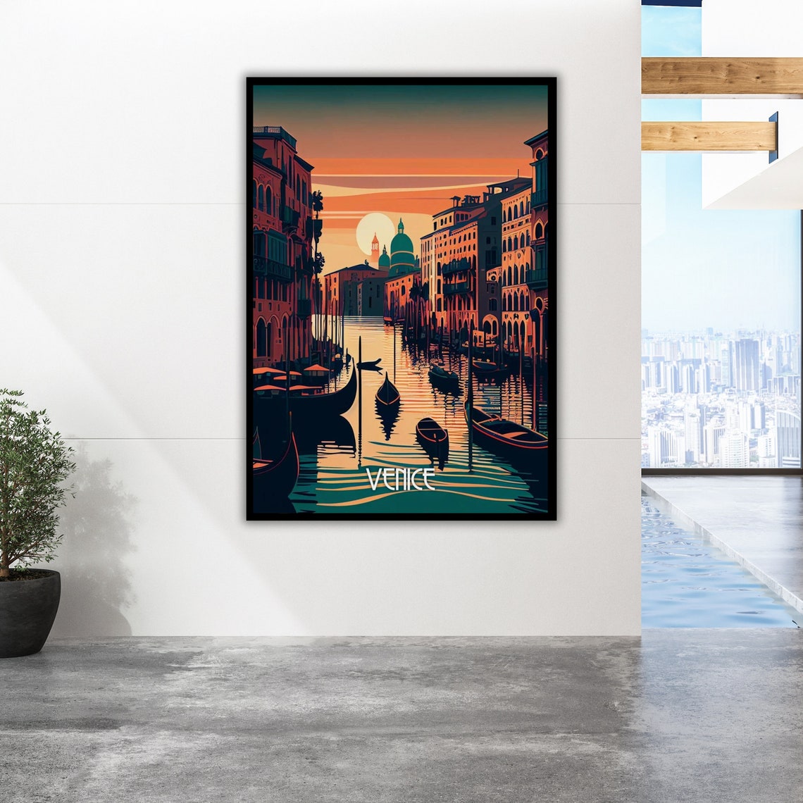 Venice Italy Grand Canal Gondolas Sunset Vintage Travel Poster - Image 2