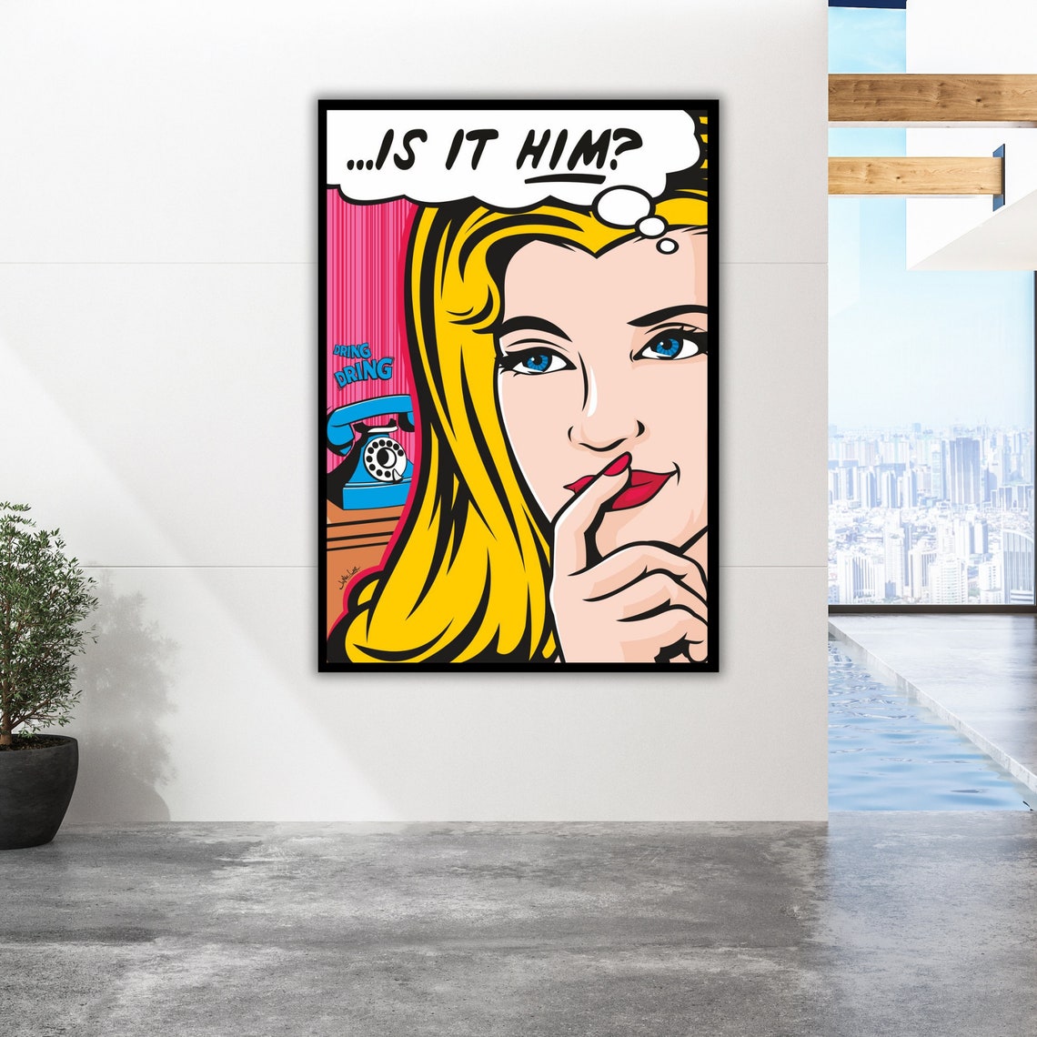 Pop Art Blonde Woman Is It Him Retro Comic Style Colorful Poster - Image 2