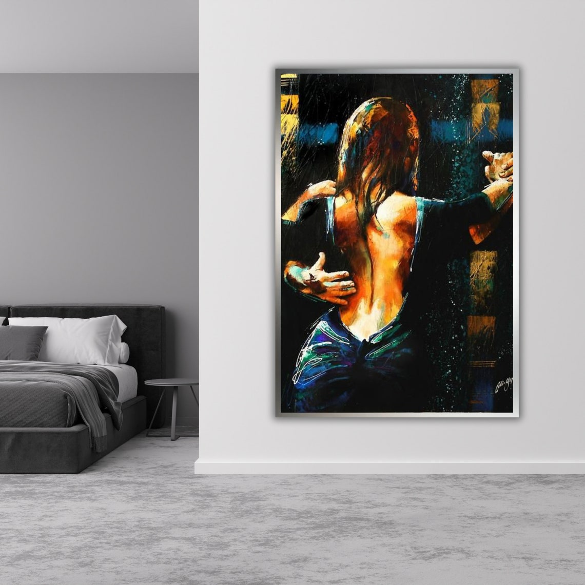 Oil Painting Romantic Dancing Couple Print Framed Wall Art Ready To Hang Home Decoration Gift Idea - Image 5