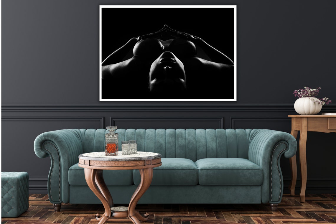 Black And White Nude Dramatic Hands Portrait Bodyscape Art Poster - Image 3