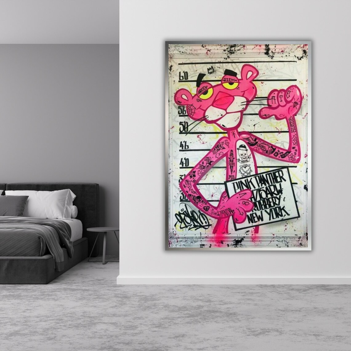 Pink Panther Graffiti Mugshot Tattooed New York Street Art Poster - Image 5