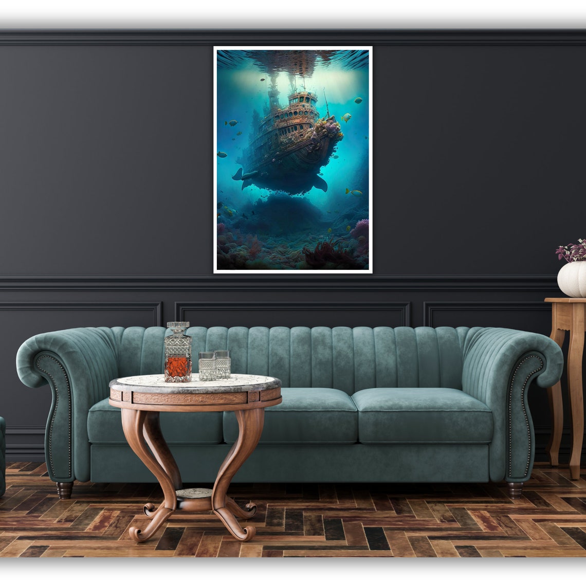 Sunken Shipwreck Coral Reef Underwater Deep Sea Diving Ocean Poster - Image 5