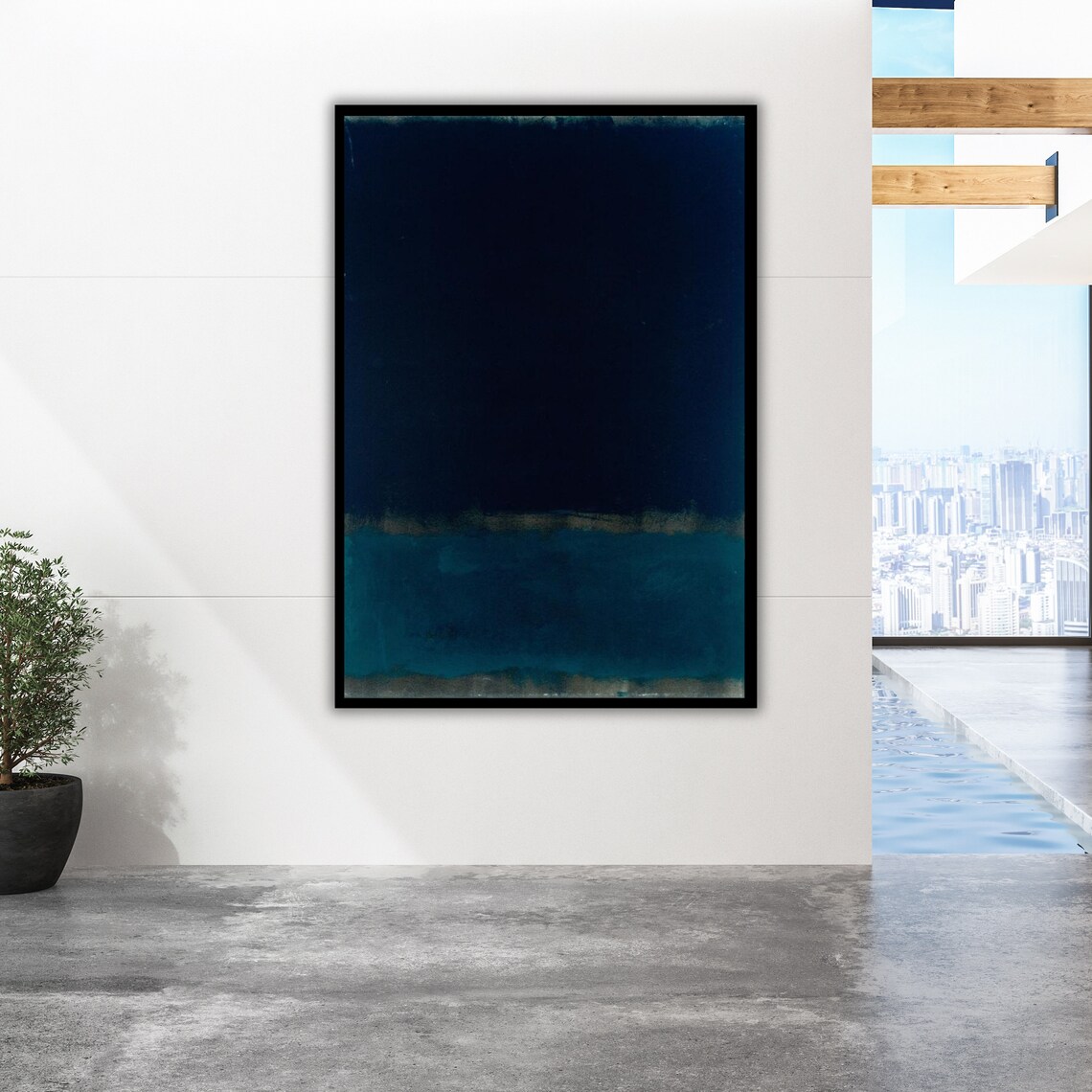 Rothko Inspired Navy Blue Color Field Abstract Modern Art Print - Image 2