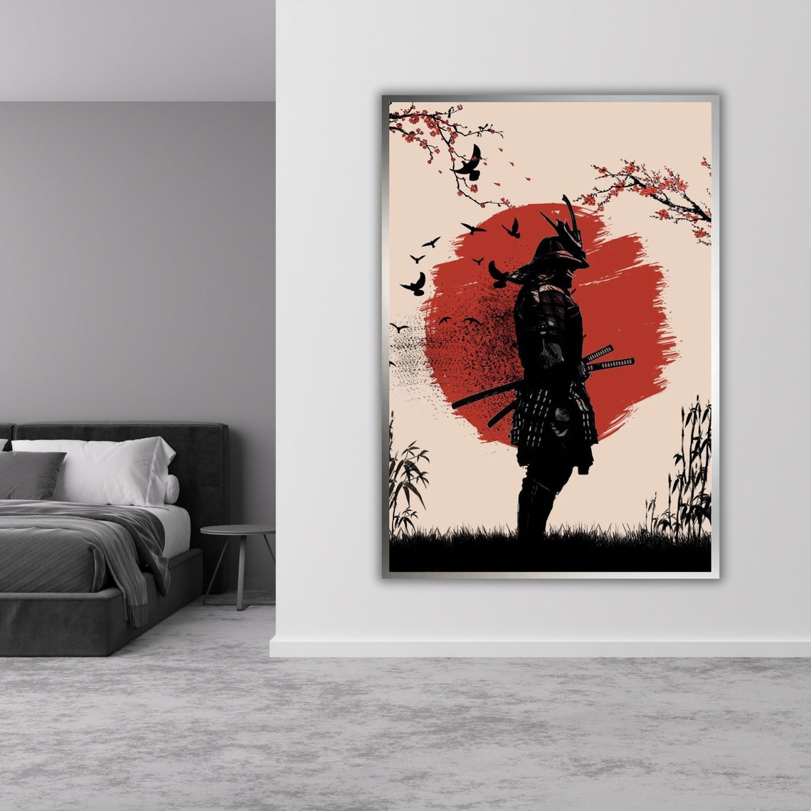 Samurai Silhouette Red Sun Cherry Blossom Japanese Warrior Poster - Image 5