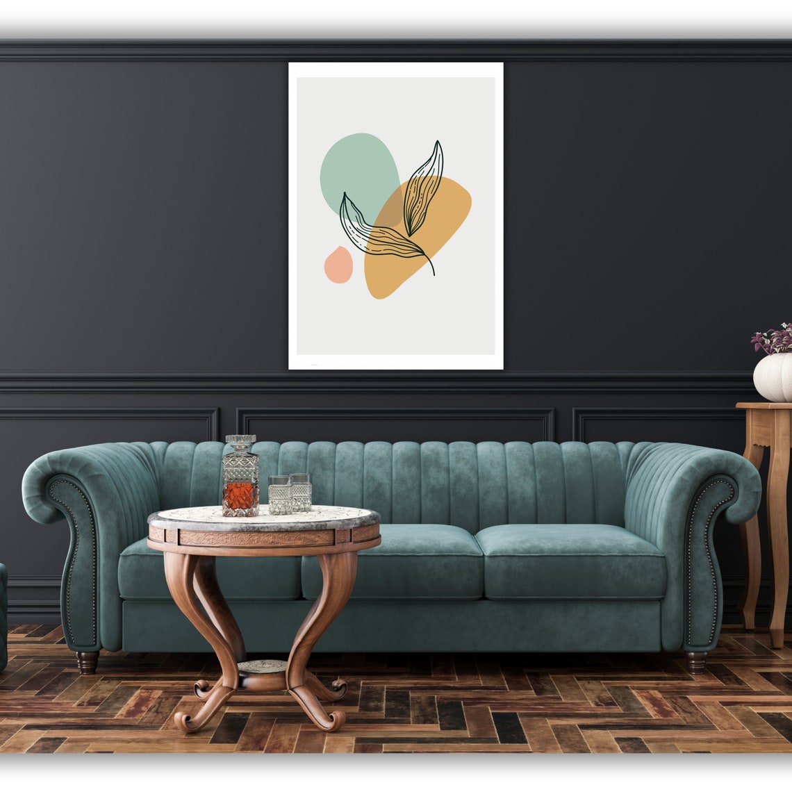 Minimalist Pastel Abstract Leaf Shapes Modern Soft Art Wall Poster - Image 3