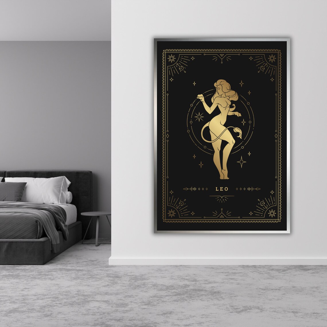 Leo Zodiac Sign Gold Celestial Astrology Star Sign Wall Art Poster - Image 3
