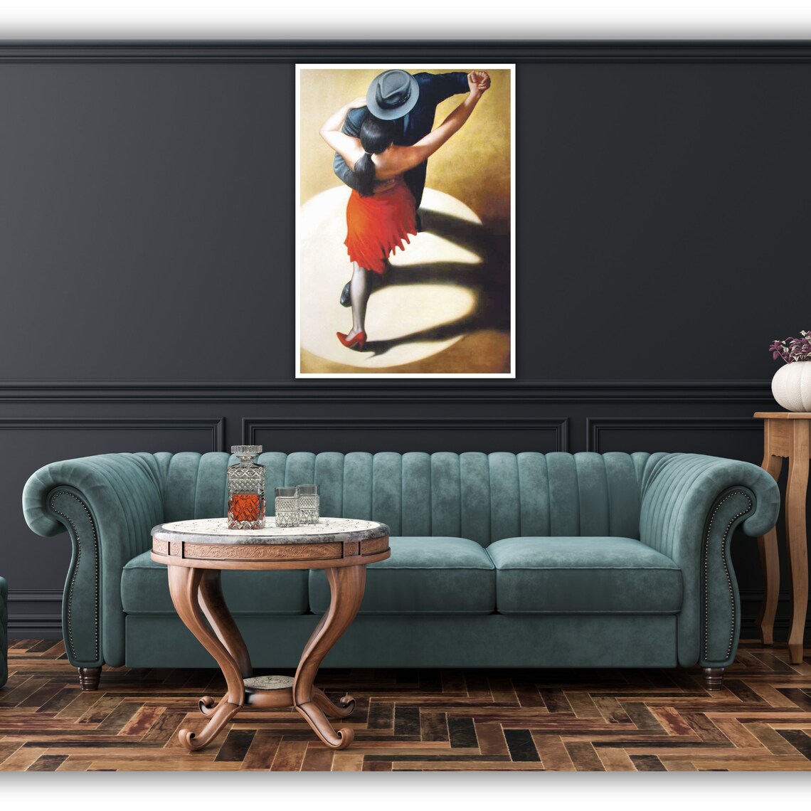 Flamenco Dance Couple Red Dress Spotlight Passionate Art Poster - Image 3