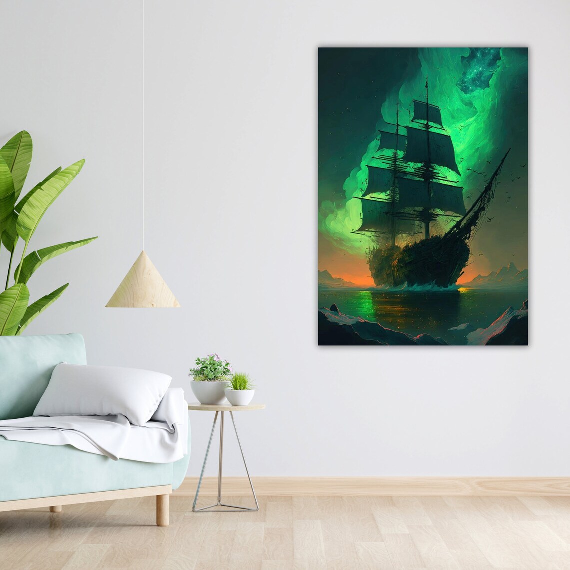 Tall Ship Northern Lights Aurora Arctic Night Voyage Ocean Poster - Image 5