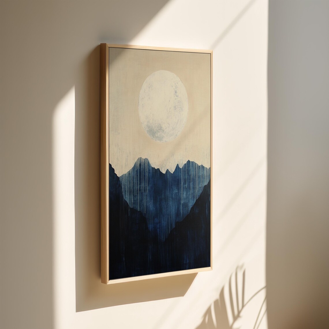 Minimalist Full Moon Abstract Mountain Landscape - Image 4