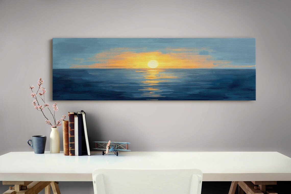 Peaceful Ocean Sunset, Tranquil Coastal Wall Art - Image 4