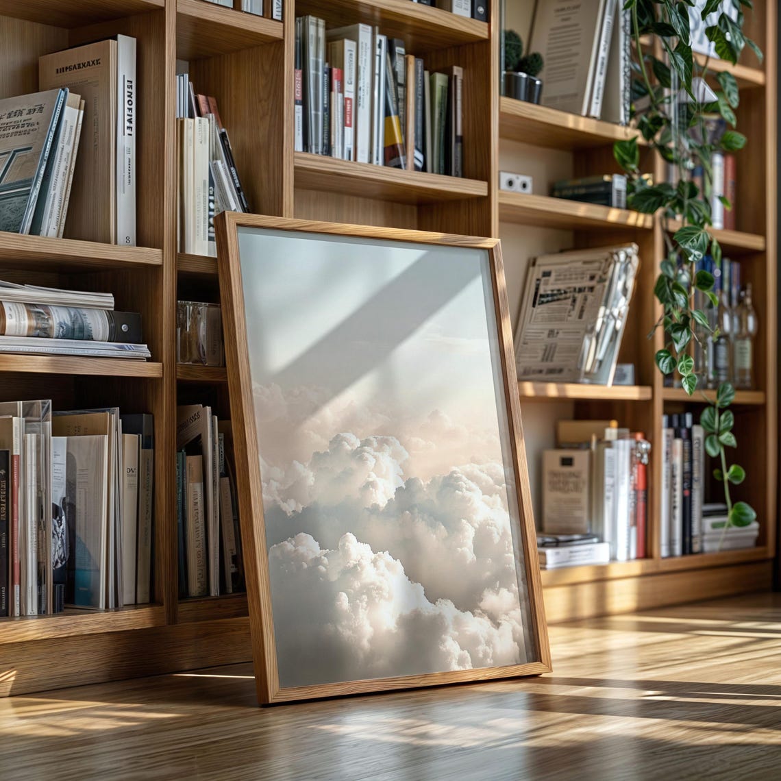 Sunlit White Cloud Sky Minimalist Calm Gallery Cloud Art Poster