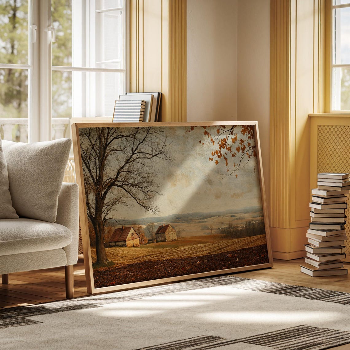 Vintage Farm Barns and Plowed Fields in the Countryside Poster - Image 2