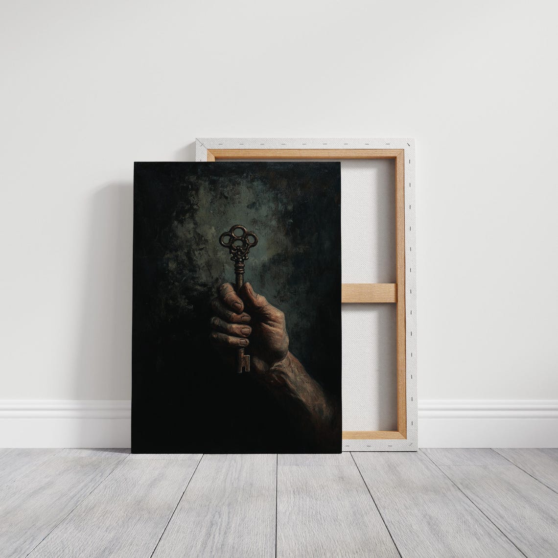 Hand Holding Skeleton Key Dark Gothic Vintage Mysterious Art Poster - Image 6