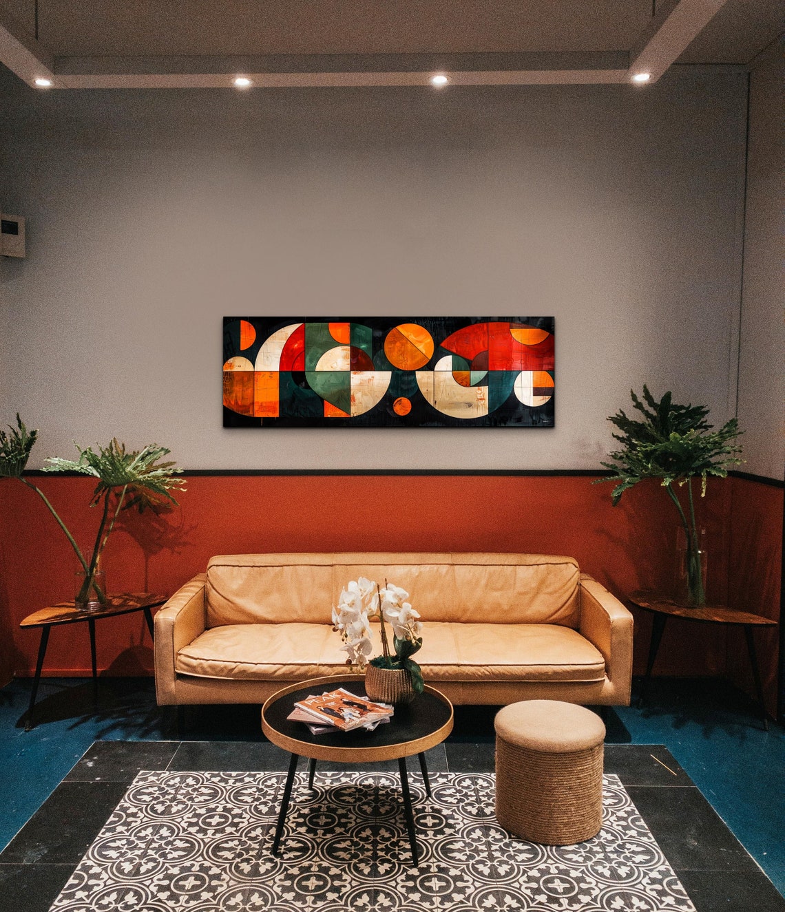 Bold Geometric Circles Mid Century Modern Abstract Warm Color Wall Art - Image 4