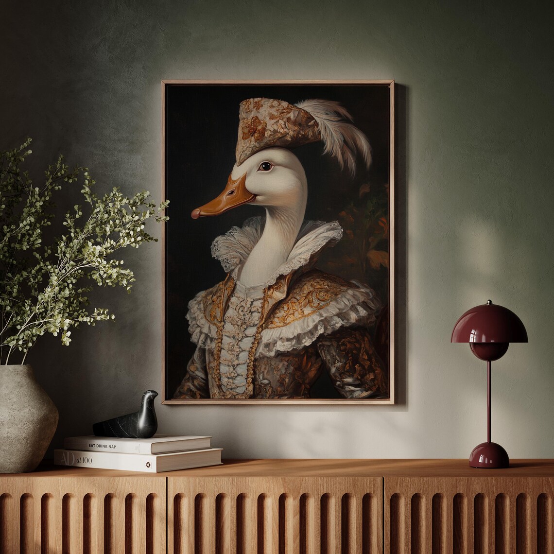Elegant Duck Portrait In Ornate Vintage Attire Feather Hat Poster - Image 7