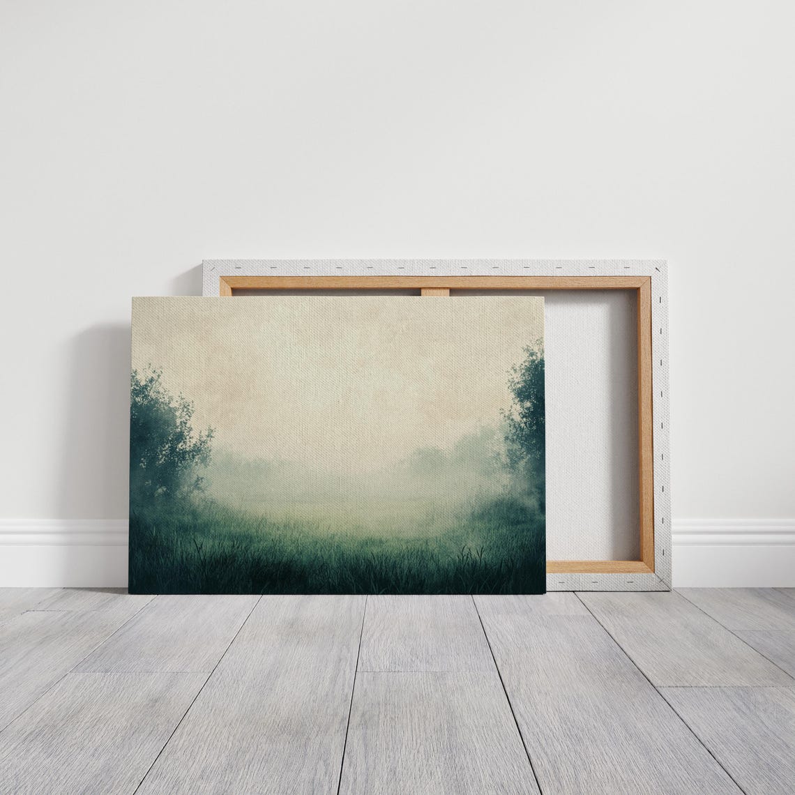 Misty Green Grassland Shrouded In Fog Soft Morning Meadow Wall Poster - Image 2