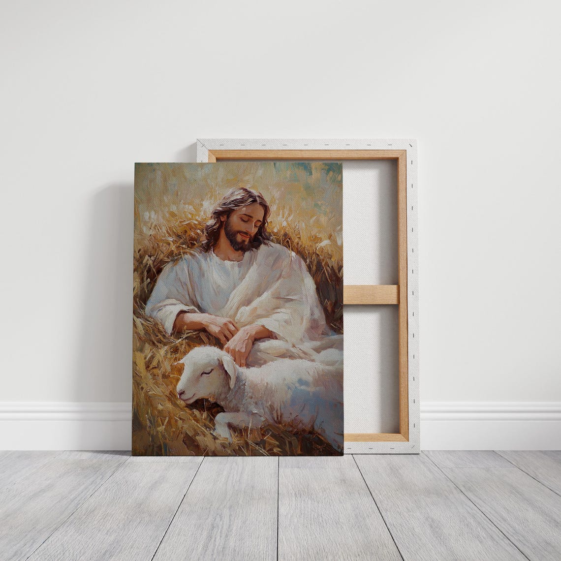 Jesus Resting With a Lamb in a Golden Wheat Field Christian Poster - Image 6