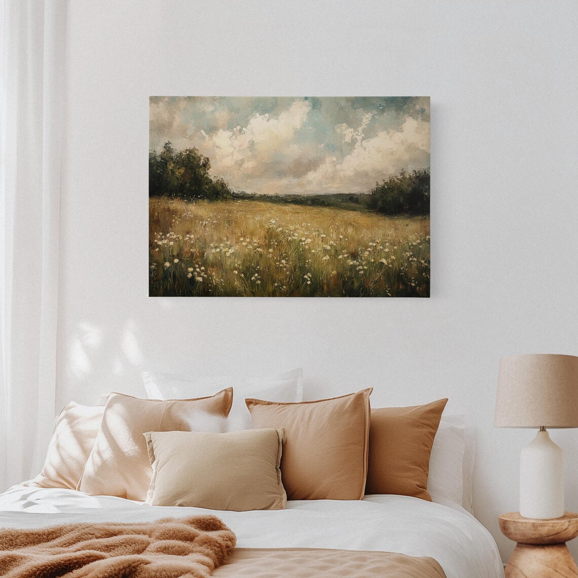 Golden Daisy Field - Rustic Impressionist Landscape - Image 4
