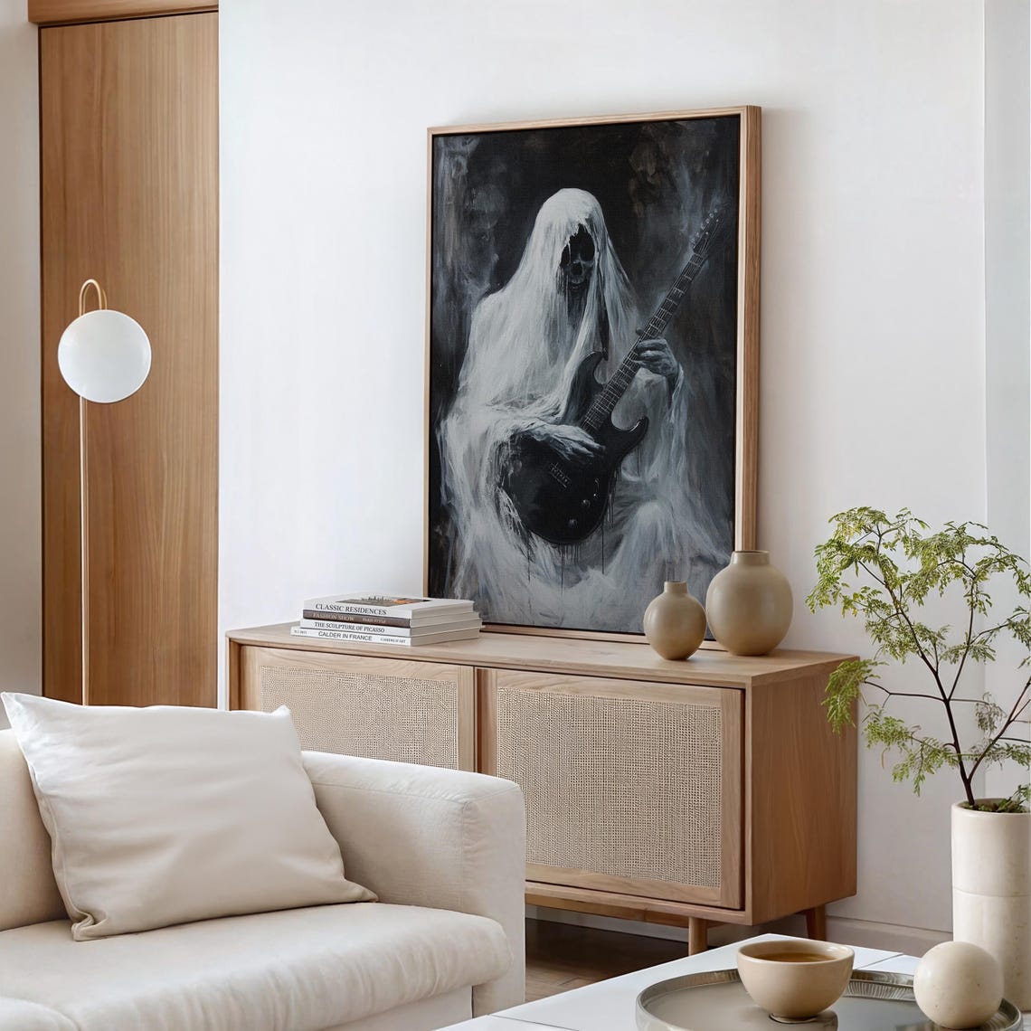 Haunting Ghost Playing Electric Guitar Dark Gothic Music Art Poster - Image 4