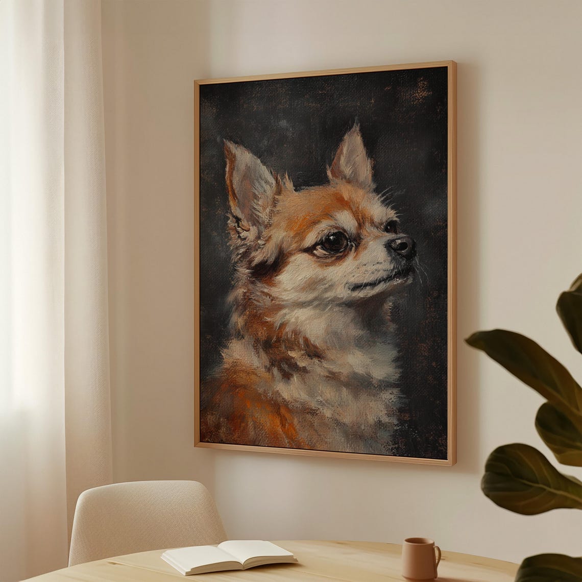 Chihuahua Dog Portrait Vintage Oil Painting Style Decor Poster
