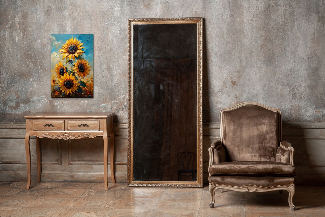 Sunflowers Oil Painting Art Print, Farmhouse Decor - Image 4