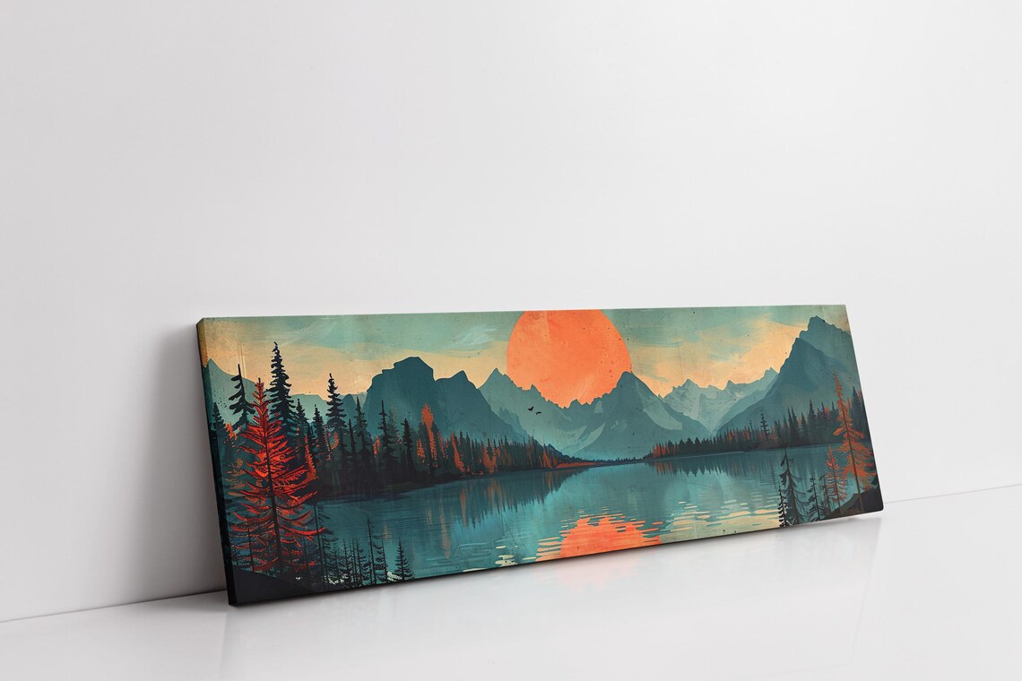 Panoramic Mid Century Modern Mountain Wall Art - Image 7